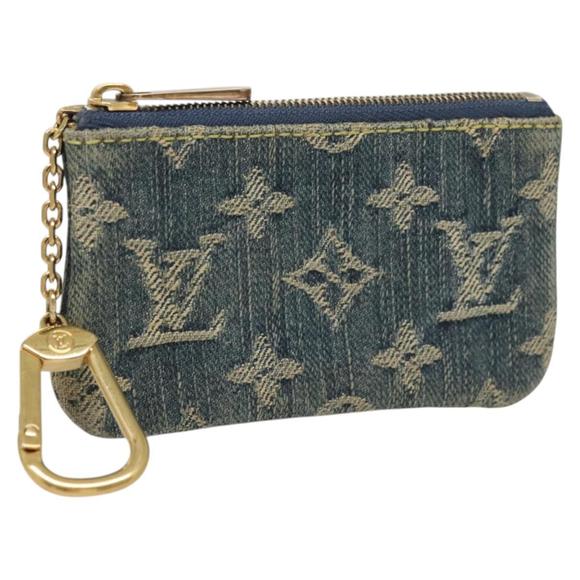 LOUIS VUITTON Monogram Denim Pochette Cles Coin Purse Blue M95343 Auth 122856 - Picture 1 of 16